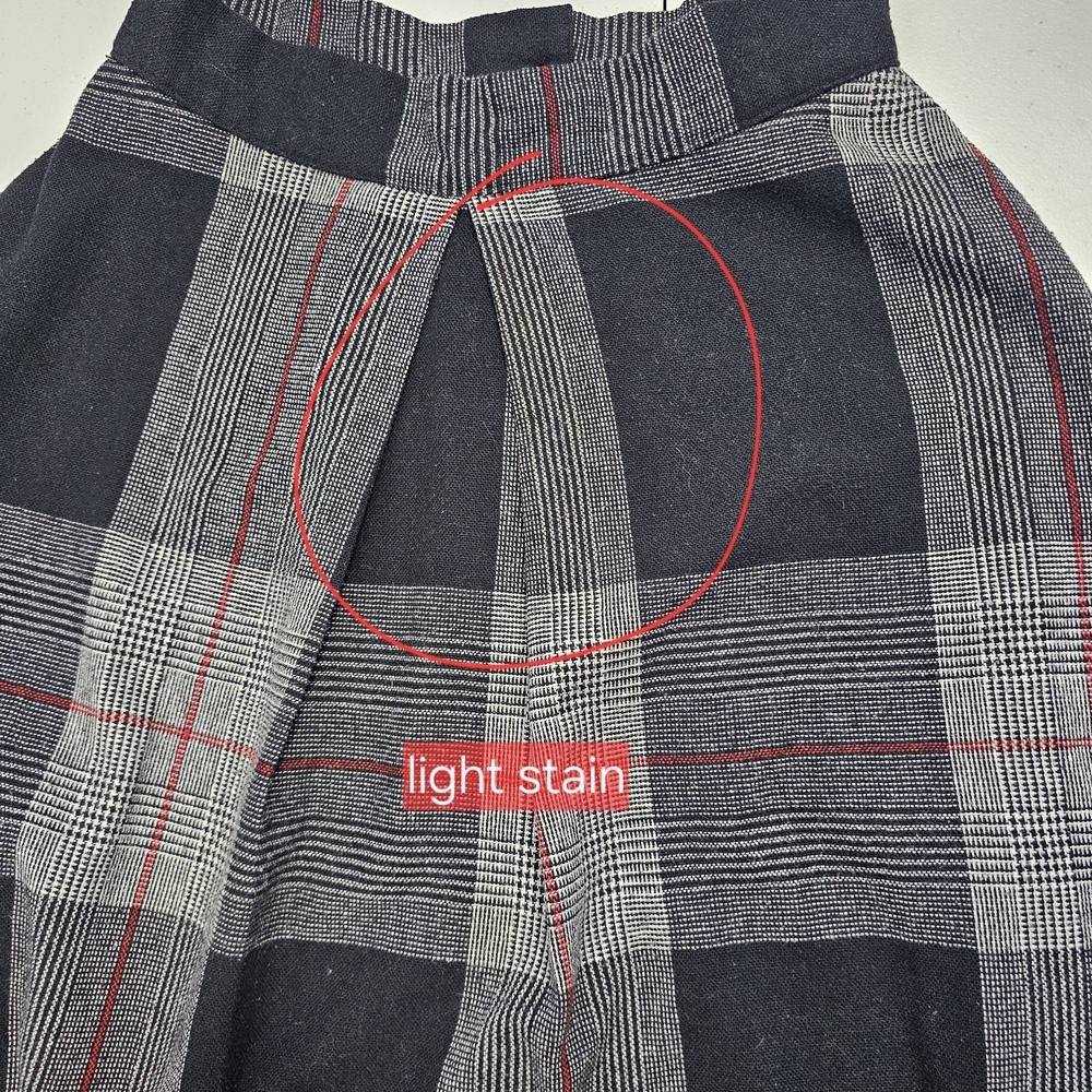 Vintage Wool Blend Plaid Womens Black & Gray Plaid Midi Skirt - Picture 16 of 16